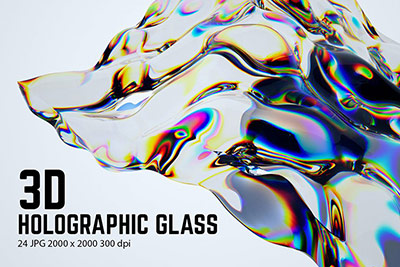 24款全息3D立体液体流体水晶玻璃抽象艺术背景图片JPG素材