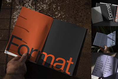 5款时尚打开宣传画册杂志书籍设计展示贴图PSD样机模板