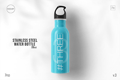 7款骑行不锈钢保温水杯设计PS展示贴图样机素材 Stainless Steel Water Bottle Mockup Set 3