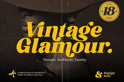 Vintage Glamour Aesthetic Typefamily 优雅复古海报包装广告邀请函标题衬线英文字体下载