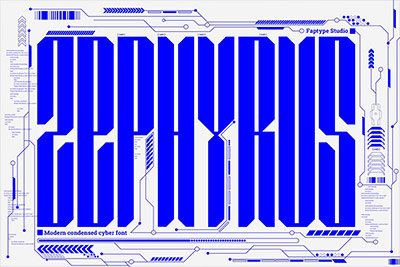 Zephyrus Modern Condensed Cyber Font赛博朋克科幻工业机械机甲风英文字体下载