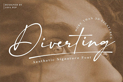 Diverting – Aesthetic Signature 现代优雅婚礼请柬贺卡品牌设计签名手写英文字体