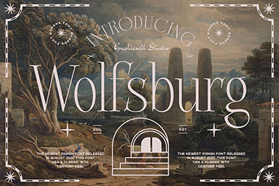 Wolfsburg Romans Font优雅复古品牌广告标志设计衬线英文字体下载