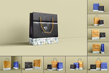 10款购袋物手提袋设计样机展示贴图PSD样机模板合集 Shopping Bag Mockup Set 01