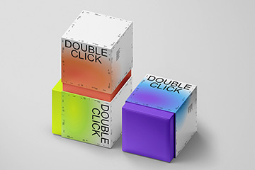 5款正方形渐变天地盖纸盒盲盒礼品盒子包装设计ps样机素材展示Paper Box Mockup Set