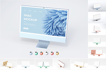 新款iMac 24英寸实体模型套装样机PSD下载New Imac 24 inch Mockup