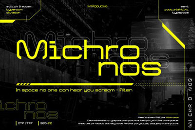 Michronos-未来赛博朋克海报电影标题徽标logo设计无衬线英文字体下载