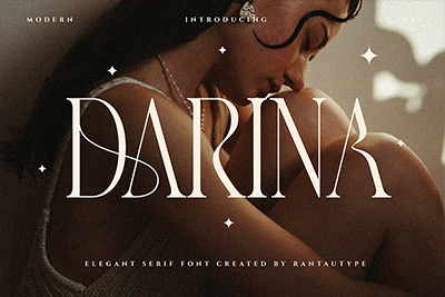 Darina Elegant Serif font现代优雅女性化杂志海报标题设计衬线英文字体