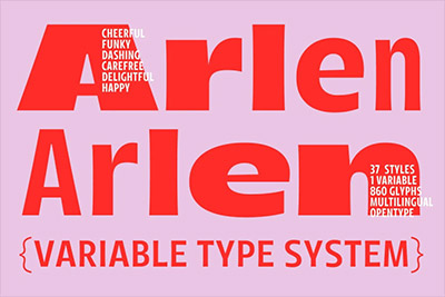 Arlen Variable Type System -36种类型现代极简复古逆反差几何无衬线字体系列