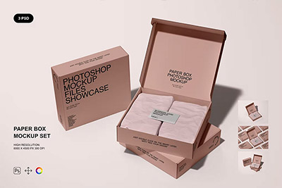 快递产品包装纸盒包装设计PS展示贴图效果PSD模板
