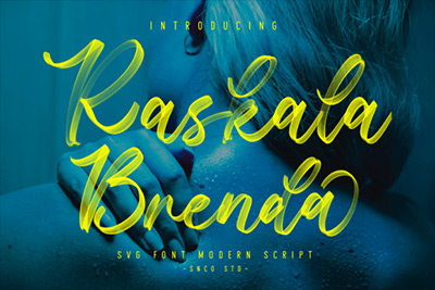 Raskala Brenda SVG Font-时尚手绘笔刷笔触效果手写英文字体下载