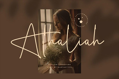 Athaliah Business handwritten Font现代时尚婚礼摄影专辑封面手写签名PSAI英文字体