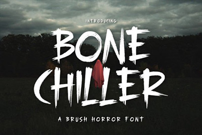 Bonechiller – Brush Font恐怖万圣节T恤标识海报标题字体设计PSAI手写毛笔笔触效果英文字体