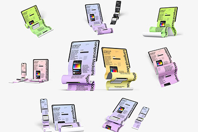 8款长图样机展示长卷轴APP网页界面设计作品集展示贴图PSD模板