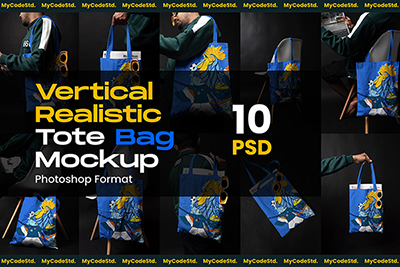 10款手提包帆布袋印花图案设计PS贴图样机展示效果PSD素材
