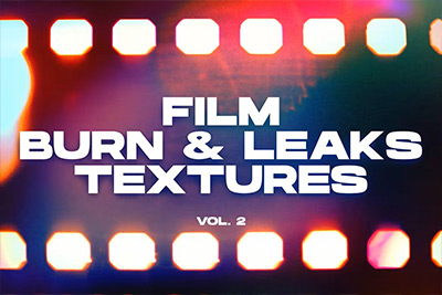 25款复古电影胶片曝光漏光叠加层背景图片设计素材包 Film Burn & Leaks Textures VOL. 2