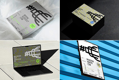 6款时尚品牌VI标志LOGO设计书籍MacBook电脑iPhone 13名片海报展示贴图PSD样机