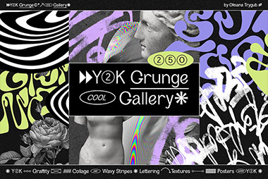 Y2K复古街头涂鸦拼贴手绘线条波浪条纹划痕故障抽象艺术背景图片素材