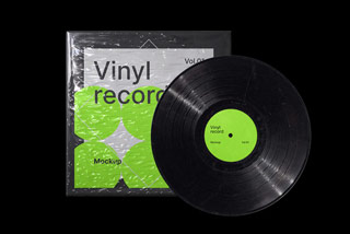 复古黑胶唱片塑料袋包装袋设计PS样机素材 Vinyl Record Mockups Pack