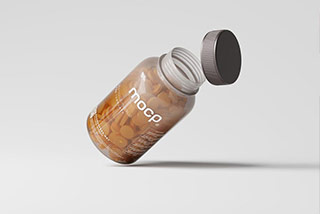 10款胶囊药丸透明塑料瓶设计展示PS样机模板 Semi Transparent Pills Bottle Mockups