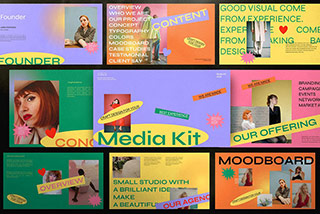 30页潮流复古撞色时尚品牌手册提案作品集图文排版lookbook画册Keynotet模板Gen Z Media Kit Powerpoint