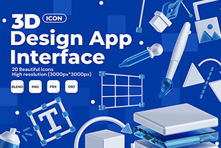 20个网页APP界面设计3D立体图标Icons设计素材包 Design App Interface 3D Icon Set
