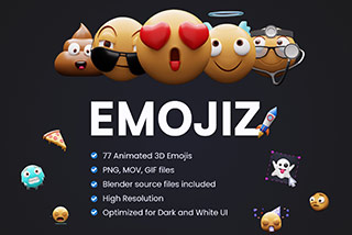 77个卡通可爱emoji动态gif表情包头像3D图标Blender模型&PNG素材 EMOJIZ – Animated 3D emojis