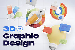 20个平面设计工具 3D图标3D 图标集Icons插图Blender模型&PNG素材