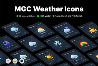 40个天气预报MGC天气3D图标Icons插图Blender模型&PNG素材 MGC Weather Icons Pack