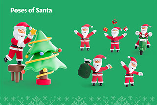 24个卡通趣味圣诞节节日假日主题3D图标Blender模型&PNG素材 Christmas Cheer