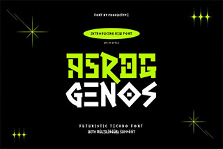 Asrog Genos – Futuristic Tech Font未来科幻赛博朋克科技游戏电影标题设计英文字体