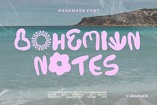 Bohemian Notes Bold Handmade Font创意趣味卡通手写波西米亚风海报标题设计英文字体