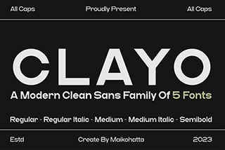 Clayo – Modern Clean Sans Family时尚几何风杂志排版海报标题设计无衬线英文字体