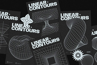 350多款未来赛博朋克科幻酸性点线面几何抽象图形设计装饰素材