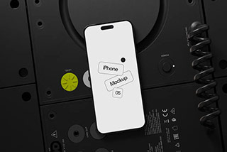 暗黑工业风iPhone Pro 14 Max苹果手机屏幕演示PSD样机模板