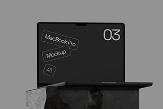 暗黑苹果MacBook笔记本电脑屏幕PS展示贴图样机模板 MacBook Pro Mockup 03
