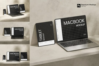 4款苹果iPhone 15手机MacBook笔记本iPad Pro平板屏幕演示样机模板 Multi Device Mockup