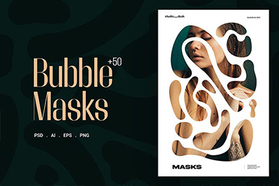 50款创意扭曲气泡水滴液体抽象艺术图形海报设计装饰图案素材套装