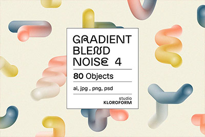 80款3D立体噪点抽象艺术扭曲几何渐变图形海报背景ai设计素材 Gradient Blend Noise 4