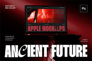 4款古希腊风苹果iPhone 14 Pro手机iPad Pro平板MacBook Air笔记本电脑屏幕贴图Apple 设备样机Ancient Future | Apple Device Mockup