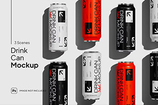 苏打水饮料金属易拉罐包装设计贴图ps样机素材Can Mockup