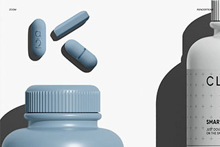 6款药丸药物保健品胶囊药片塑料包装瓶PSD样机模板 Pills and Bottle Mockup Set