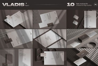 10款带阴影品牌VI标志LOGO设计信纸名片展示样机模板素材第1部分 Vladis Branding Mockups – Part 1
