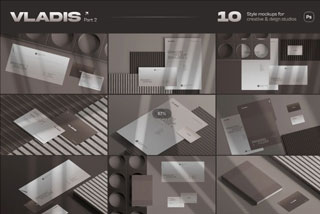10款带阴影品牌VI标志LOGO设计信纸名片展示样机模板素材第2部分 Vladis Branding Mockups – Part 2