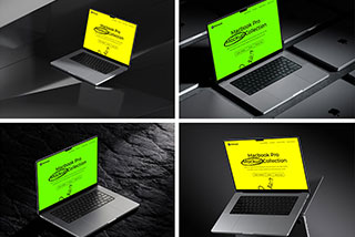 8款暗黑工业风苹果笔记本MacBook Pro样机模板PSD下载 Apex Macbook Pro Mockups