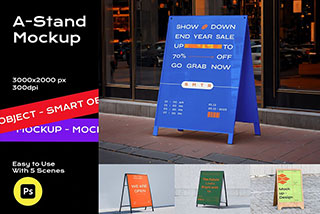 5款街头店铺海报招贴设计展示样机PSD下载 Signboard Mockup