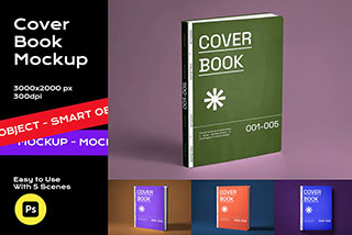 5款精装硬皮书籍画册封面设计展示样机模板 Book Mockup
