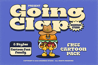 Going Clap Fuente60年代复古怀旧卡通几何漫画风贴纸海报标题英文字体