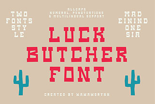 LUCK BUTCHER复古圆角杂志海报封面标题字体素材