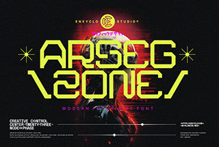 NCL Arsegzone Modern Futuristic Font现代赛博朋克机甲海报标题设计装饰英文字体素材